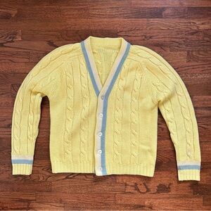 Lemon Yellow Cable Knit Cardigan